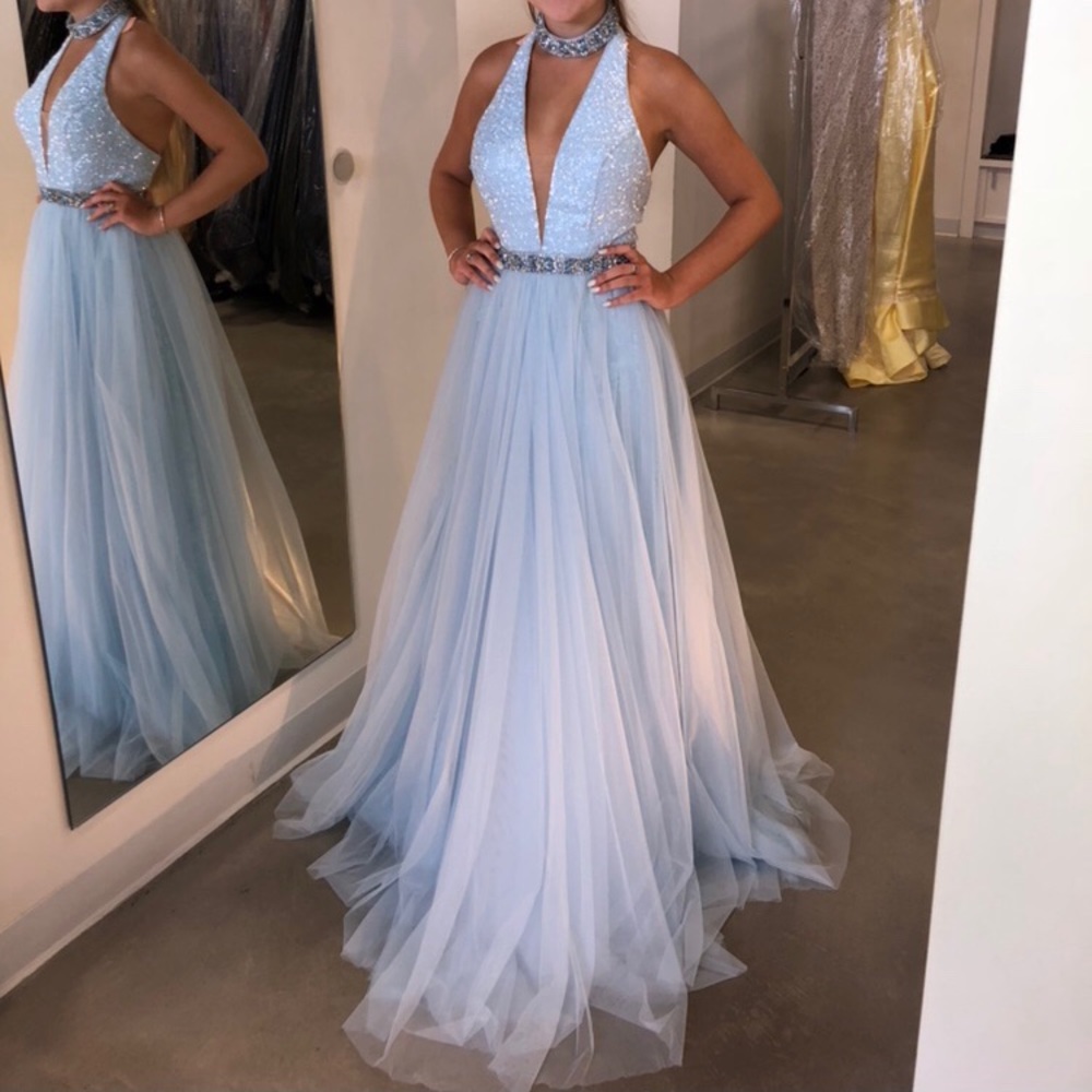 Baby Blue Sherri Hill pageant Evening gown